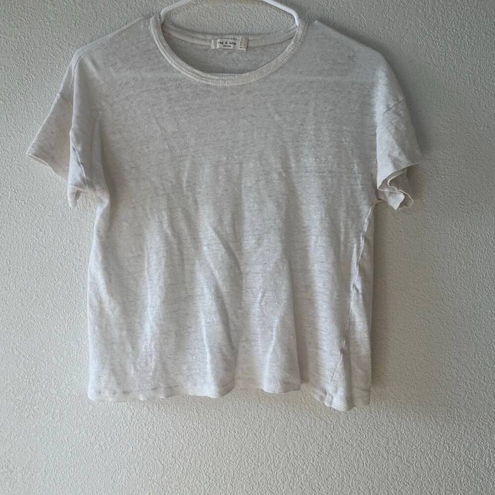 Rag & Bone White Linen Tee Women's Small | Quiet Luxury Minimalist Basic Crew